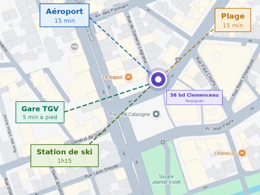 Carte de situation — 56 boulevard Clemenceau, Perpignan